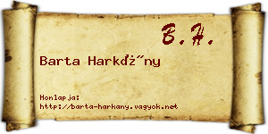 Barta Harkány névjegykártya